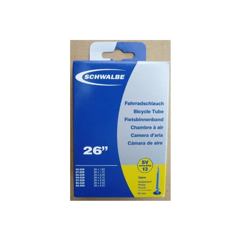 Schwalbe Chambre Air 26 x1.50 2.50 40 62 Presta 60mm Blue