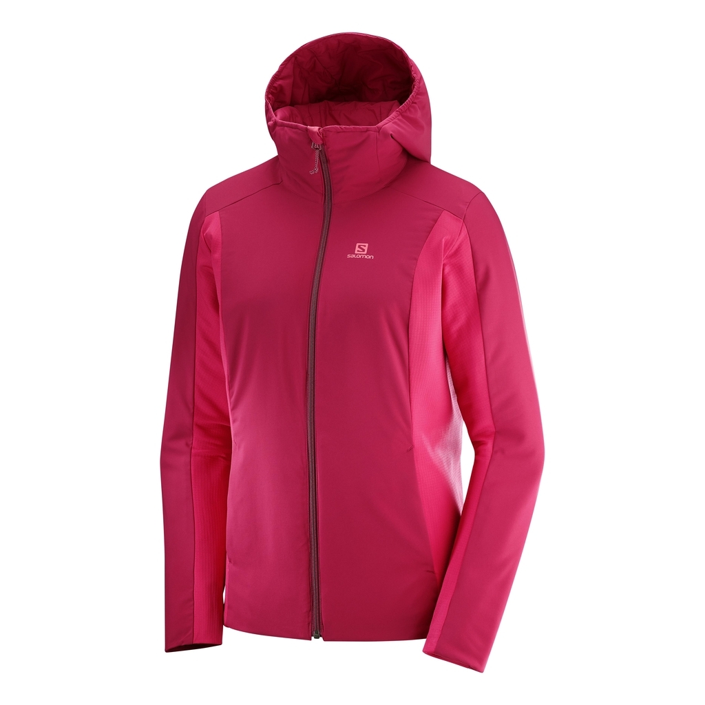 Salomon drifter mid hoodie red women s model jacket