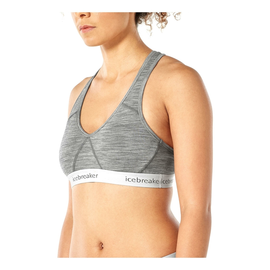 Icebreaker sprite racerback bra light grey: women's model bra