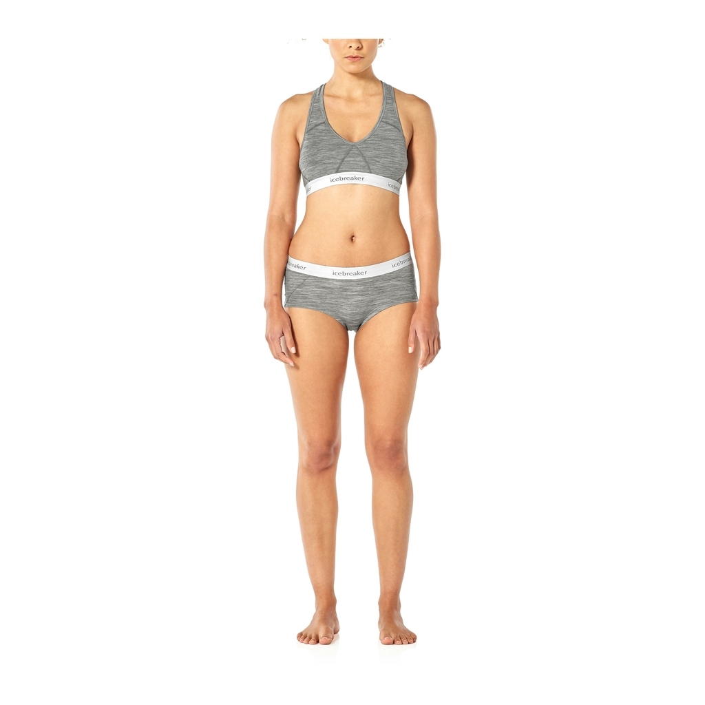Icebreaker sprite racerback bra light grey women s model bra