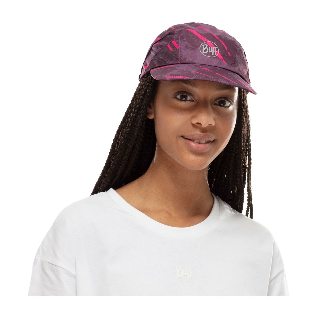 Gorra Buff pro run estampada violeta: gorra modelo mujer