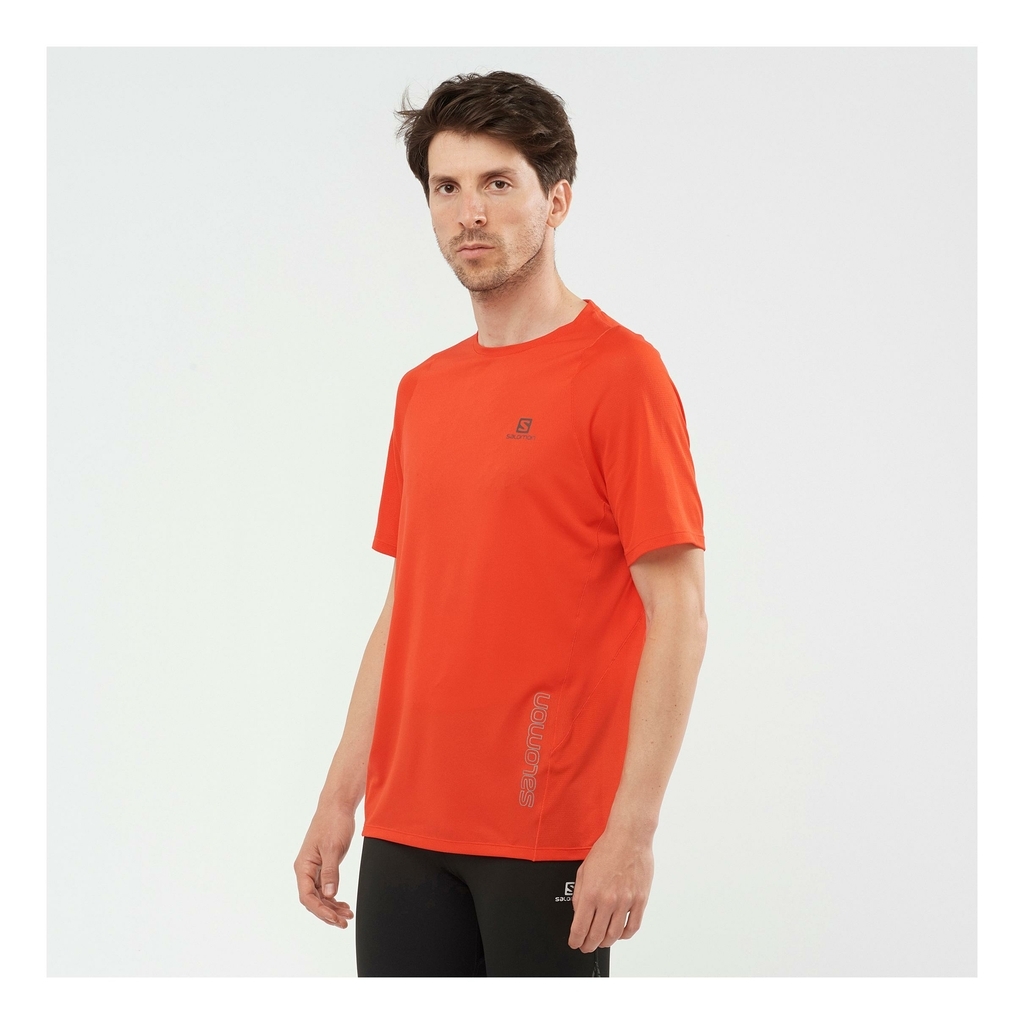 Salomon T Shirt Sense Aero Short Sleeve Tee Men Coral