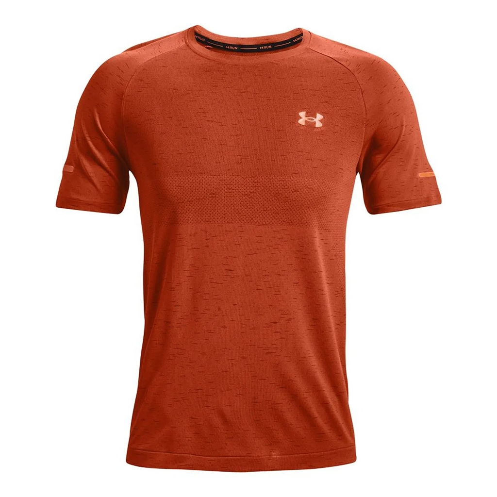Under armor seamless run short sleeve orange men s model t shirt