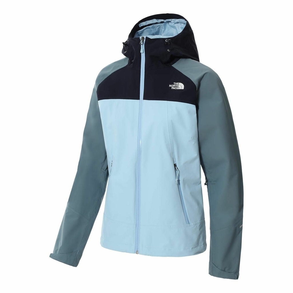 The north face stratos jack black and sky blue women s model jacket