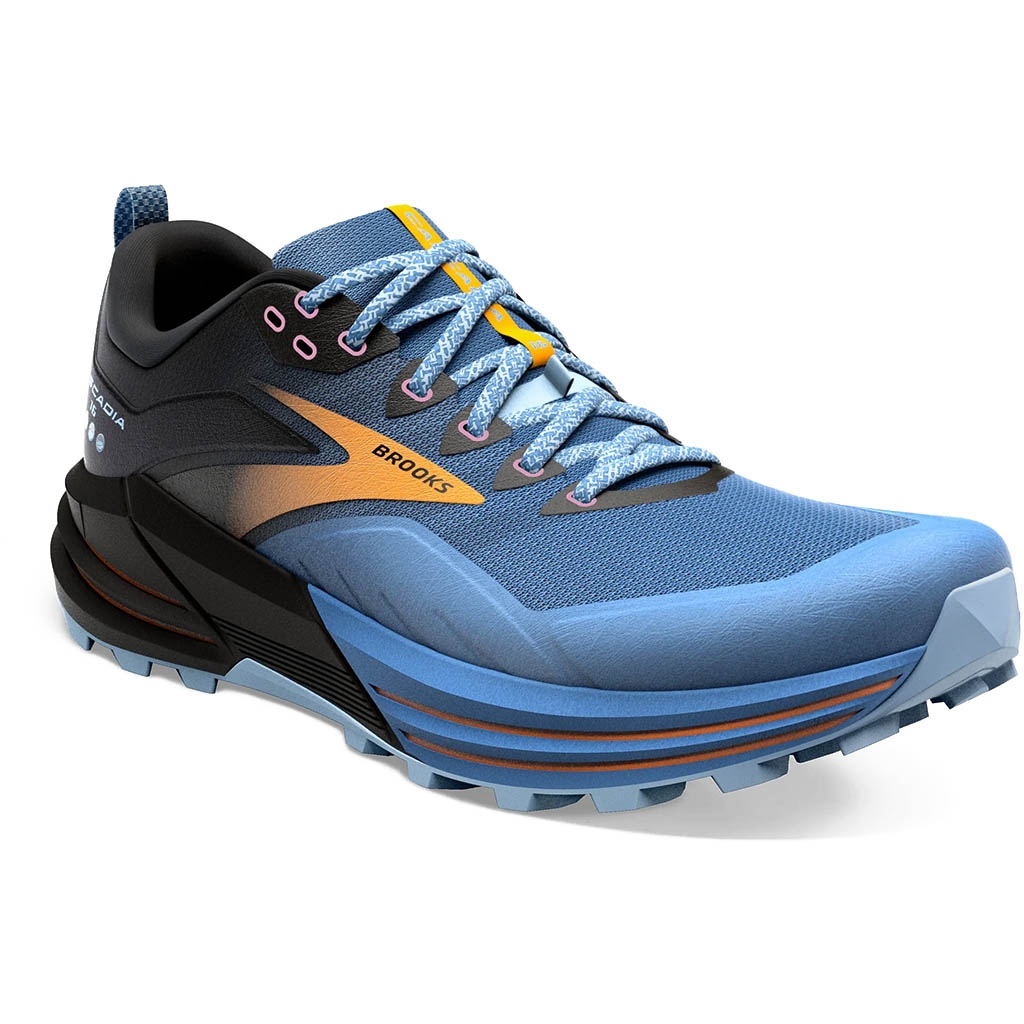 Brooks Cascadia 16 black-blue-orange: women's trail shoes