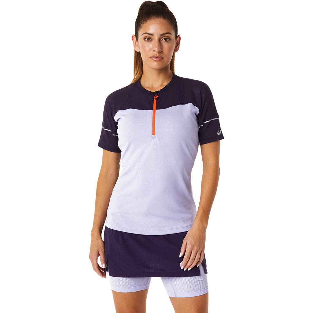Asics Fujitrail maglia nera e viola maglia da running da donna