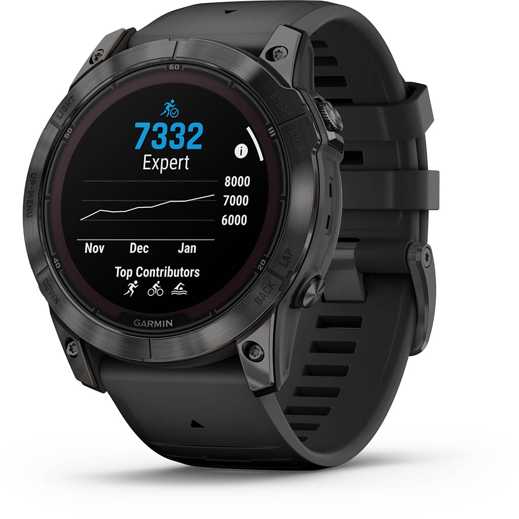 Garmin fenix 7X Pro Sapphire Solar Titane Carbon Gray Bracelet Noir Gris Lepape