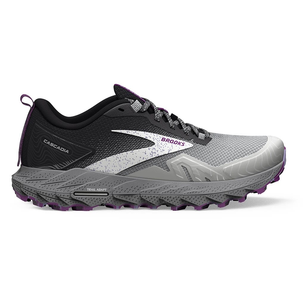 Brooks running Cascadia 17 Oyster.Blackened Pearl.Purple Lepape