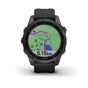 Garmin Fénix 7S Sapphire Solar Titane Carbon Gray DLC (Bracelet Noir) Cinzento