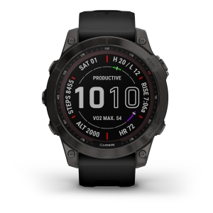 Garmin Fénix 7 Sapphire Solar Titane Carbon Gray DLC (Bracelet Noir) Mixto Gris