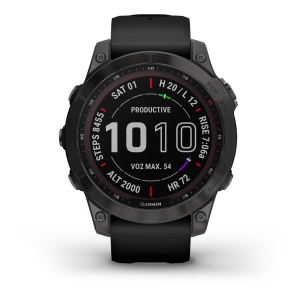 Garmin Fénix 7 Sapphire Solar Titane Carbon Gray DLC (Bracelet Noir) Cinzento