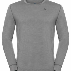 Odlo Base Layer Top Crew Neck Long Sleeve Merino 200 Hombre Gris