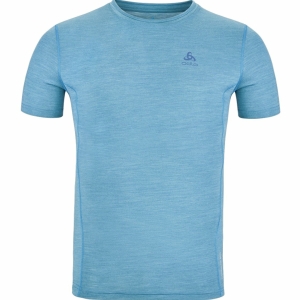 Odlo T-Shirt Manches Courtes Merino 130 Mann Blau