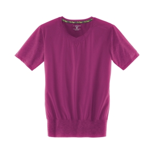 Brooks running Fly-by Short Sleeve Vneck Femme Framboise