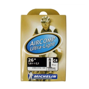 Michelin Chambre à air Aircomp Ultralight 26xX1.6/2.1 Valve Schrader 34mm Mixte 