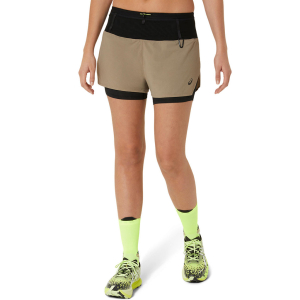Short De Running Femme 2 En 1 - Taille S - Blanc - Coton Lin