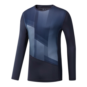 Reebok Long Sleeve Compression T-Shirt - AOP Homme Bleu foncé