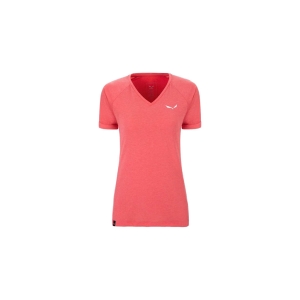 Salewa Puez Mel Dry V-Neck Short Sleeve Tee Vrouw Roze