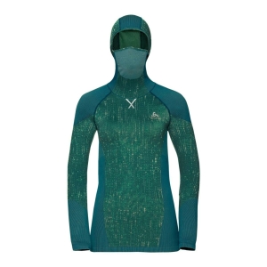 Odlo Base Layer Top With Facemask Long Sleeves Blackcomb Frau Grün