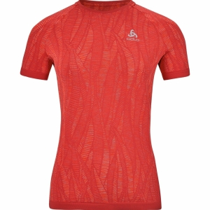 Odlo T-Shirt Manches Courtes Zeroweight Ceramic Femenino Rojo