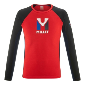 Millet Trilogy Logo Wool T-Shirt Long Sleeve Mann Rot