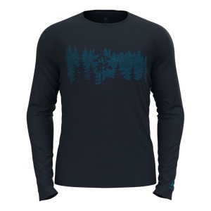 Odlo T-Shirt Long Sleeve Crew Neck Concord Plus Forest PR Homme Bleu foncé