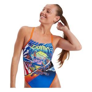 Speedo Eco Plus Rainbow Rip All Freest 1P Feminino Azul