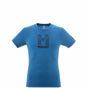 Millet Trilogy Wool Stripes Short Sleeve Men Sky Blue
