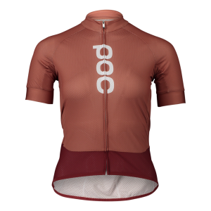 POC W's Essential Road Logo Jersey Himalayan Salt/Garnet Red Man 