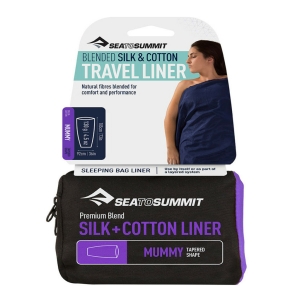 Sea To Summit Drap De Sac Soie Coton Mummy Mixte Bleu marine