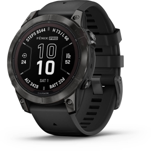 Garmin fenix 7S Pro Sapphire Solar Titane Carbon Gray (Bracelet Noir) Zwart