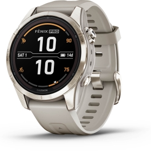 Garmin fenix 7S Pro Sapphire Solar. Cream Gold SS (Bracelet Gris) Beige