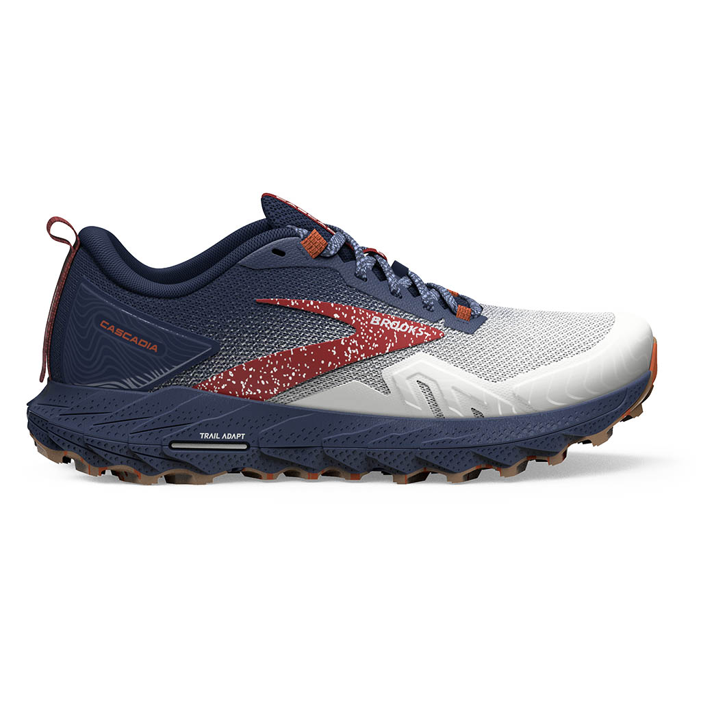 Brooks running Cascadia 17 White.Navy.Bittersweet Lepape