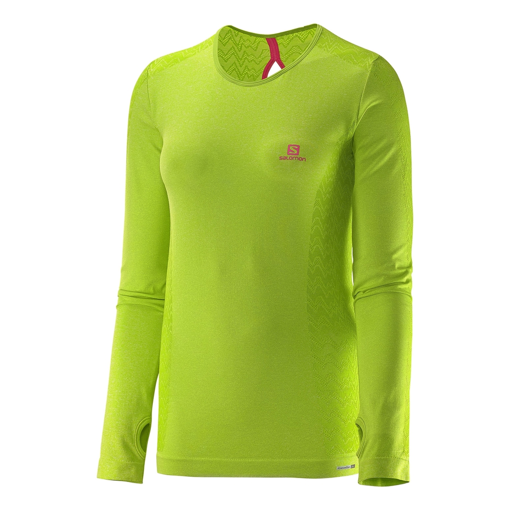 Salomon Women's Vert Elevate Seamless Long Sleeves Tee Green