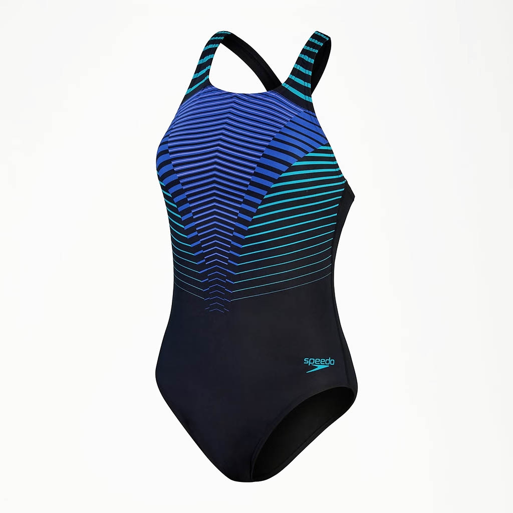 Speedo Women's Noir Digital Printed Medalist Black