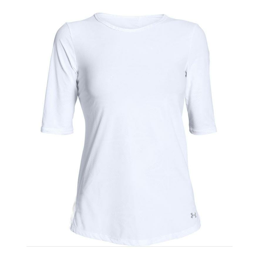 Under Armour Women's Blanc Coolswitch Run Elbow Short Sleeve White