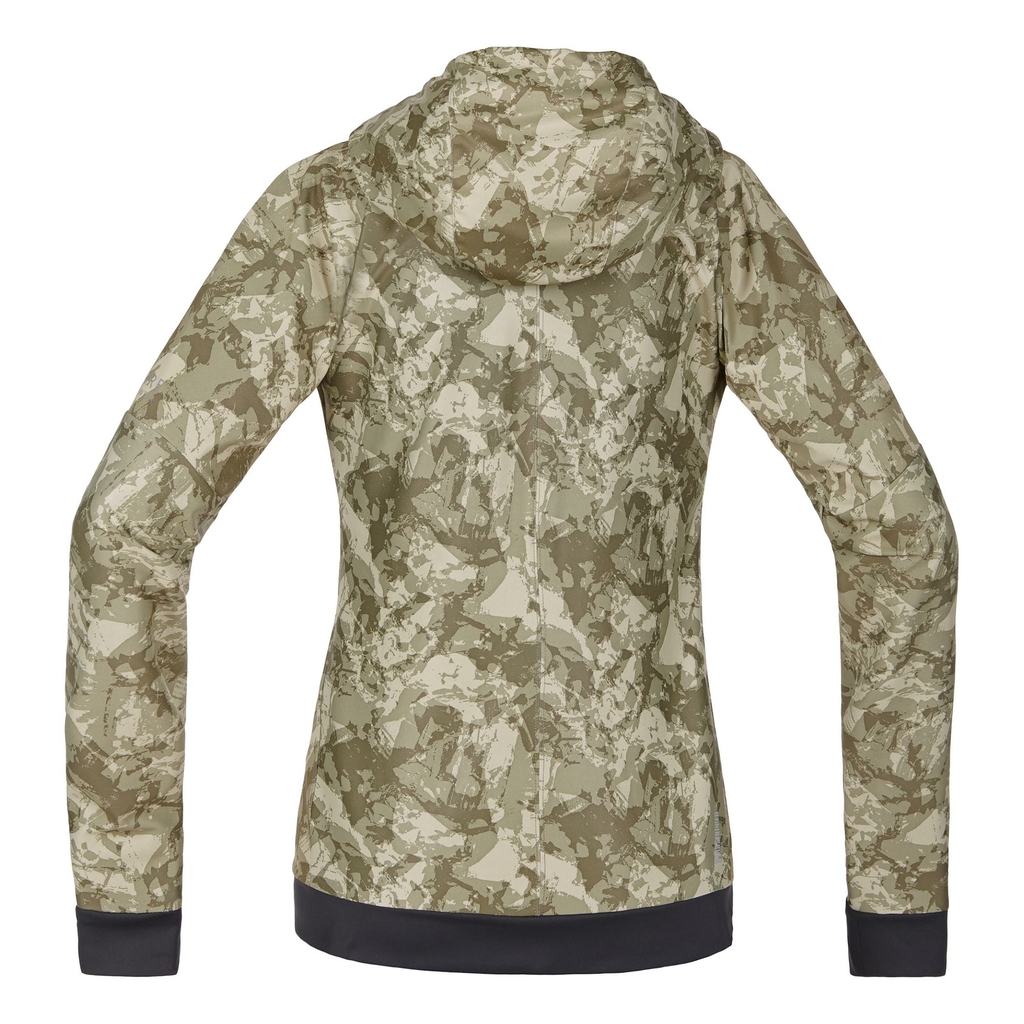 Power trail hooded jersey jacket lady print windstopper soft shell gore bike wear military green women s model