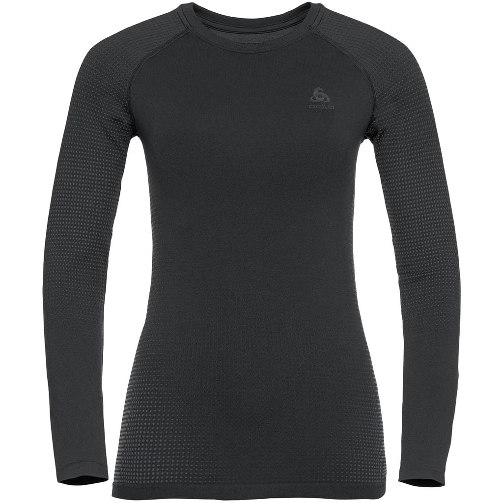 Odlo Women's Noir Base Layer Top Crew Neck Long Sleeve Performance Warm Ec Black