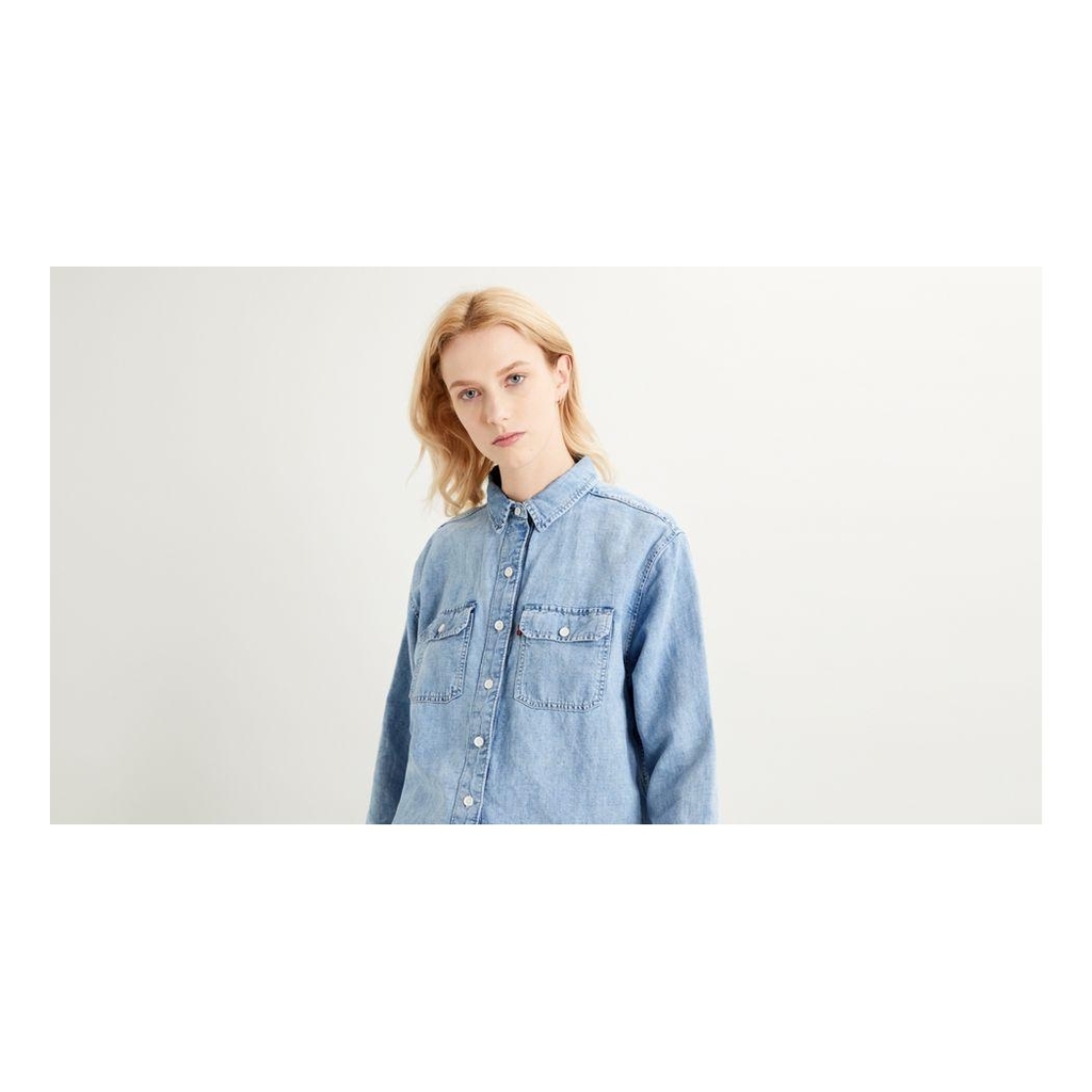 Levi's Commuter Women's Bleu Denim Olsen Utility Shirt Denim Blue