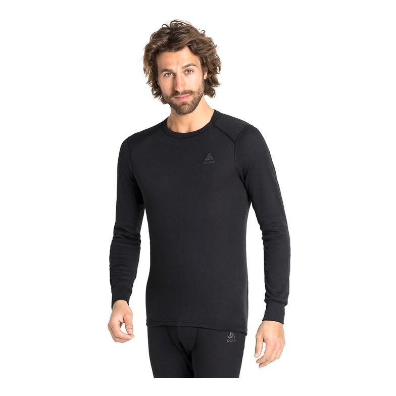 Odlo Noir Base Layer Top Crew Neck Long Sleeve Active Warm Eco Man Black