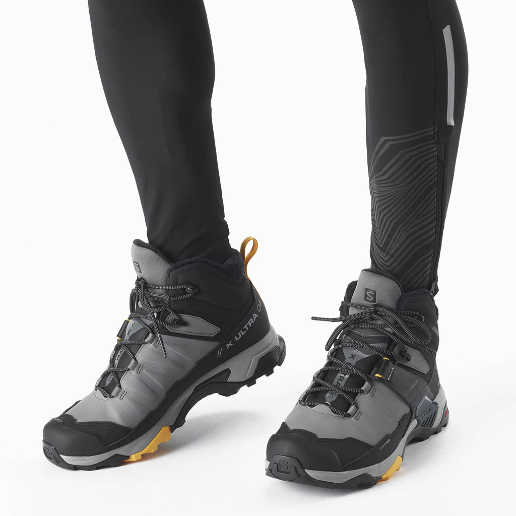 Salomon X Ultra 4 Mid Winter Thinsulate Climasalomon WaterProof Quiet Shade. Schwarz. Warme Aprikose Papst