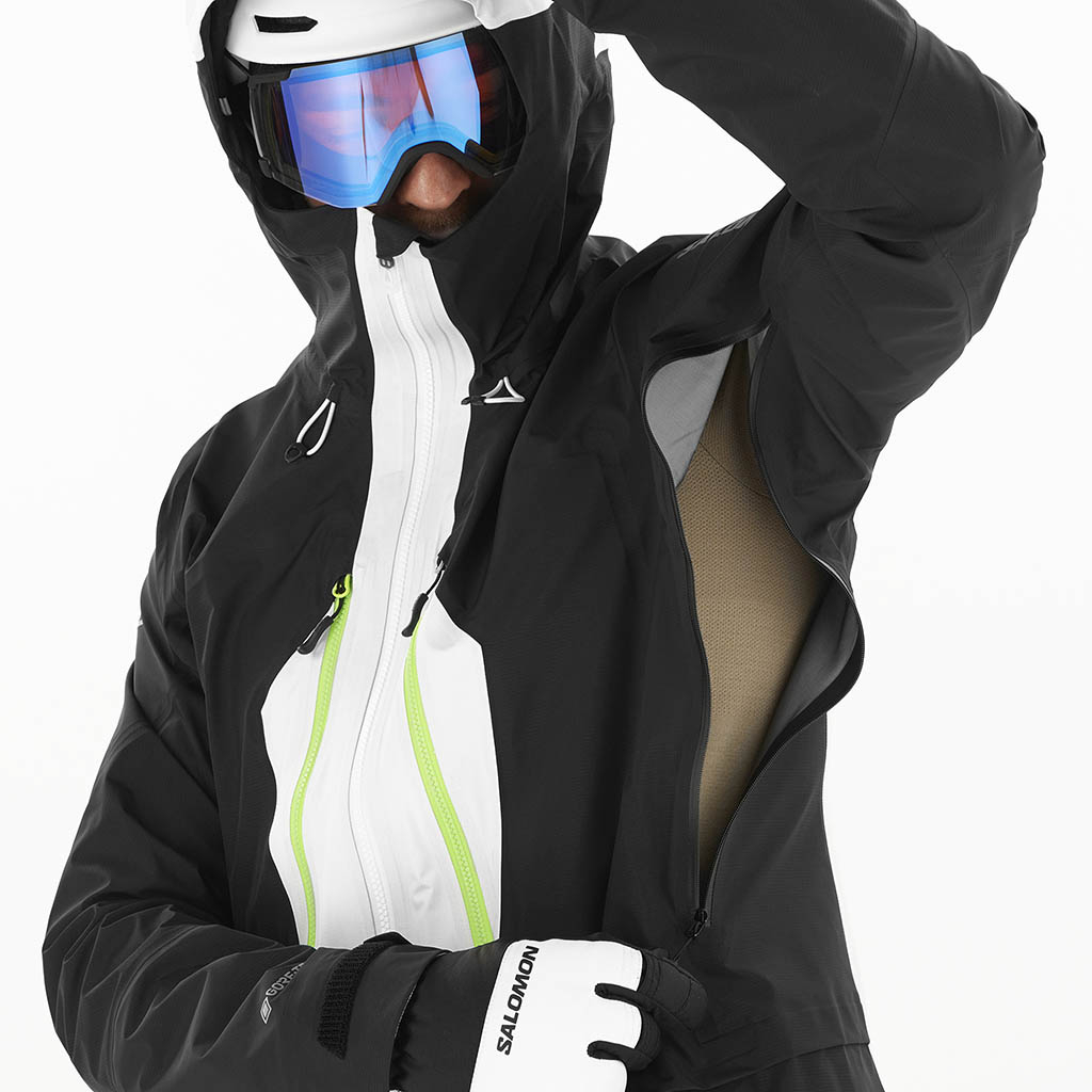 Salomon Mountain Gore-Tex 3L Jacket Deep Black.White.Green Gecko | Lepape
