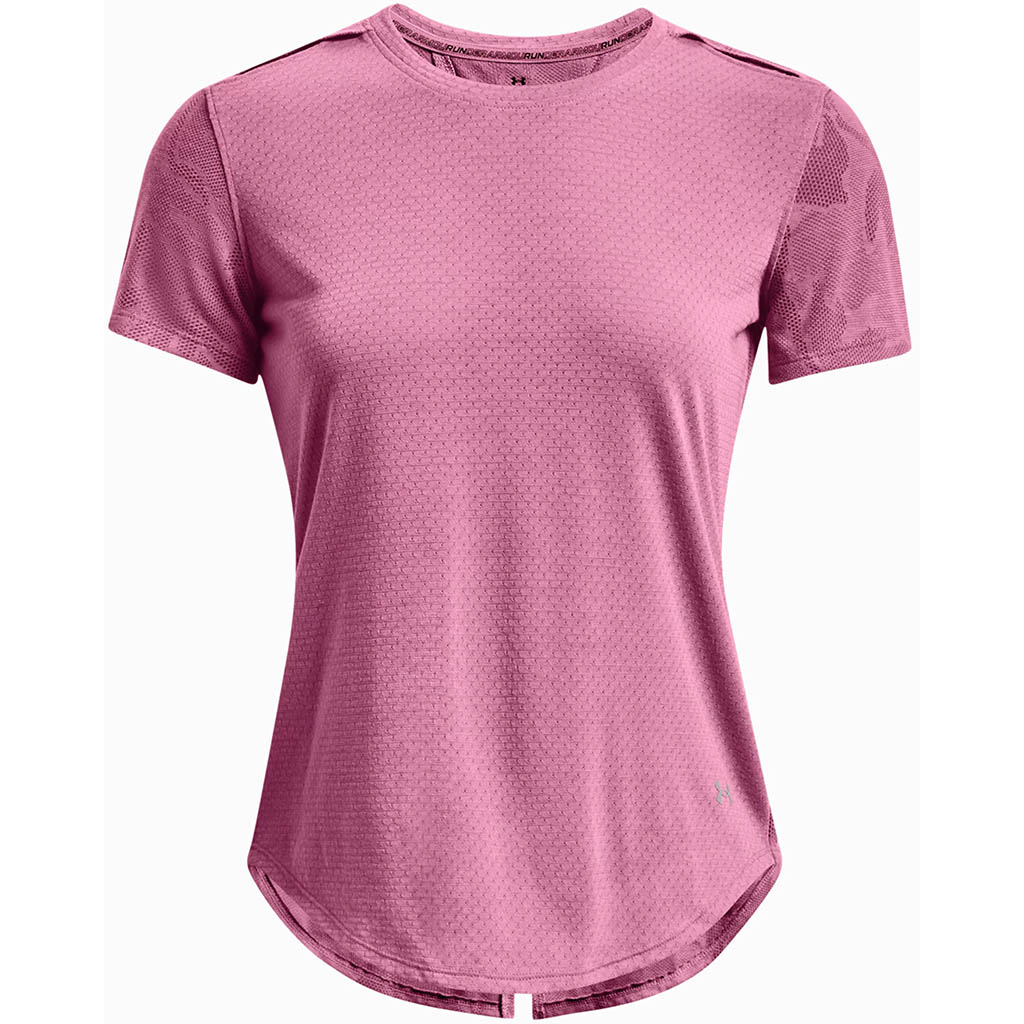 Under Armour Women's Rose Streaker Snowcloud Short Sleeve Pink