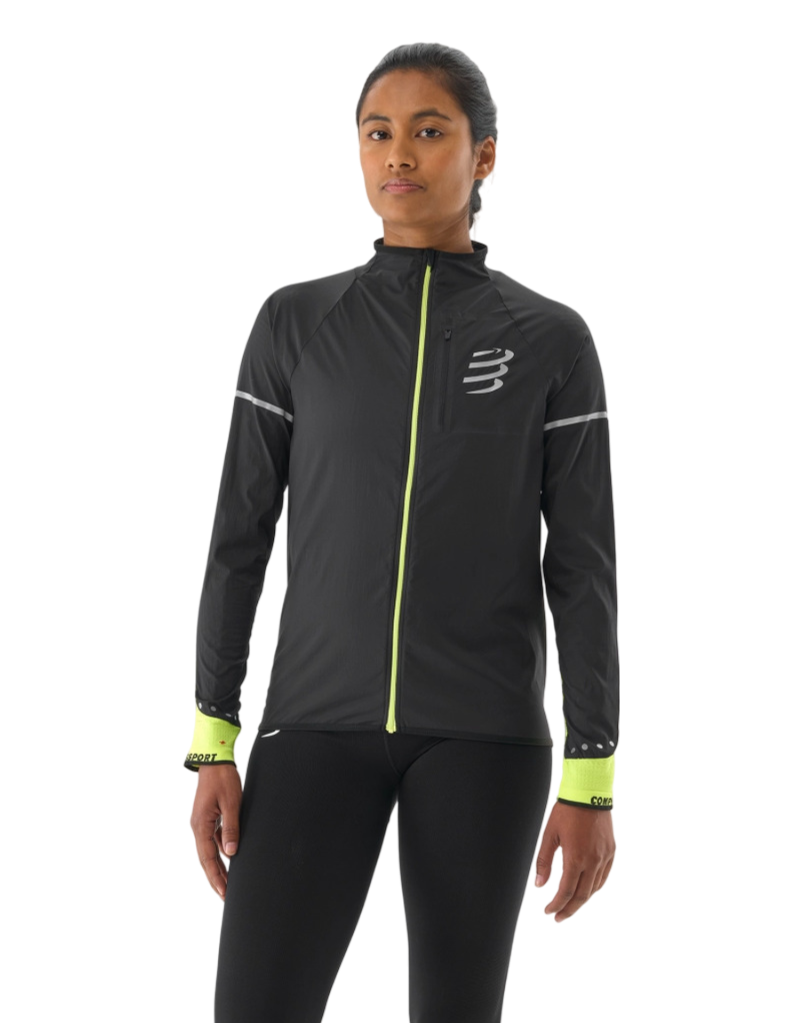 Compressport Women's Noir Hurricane Windproof Jacket Flash Black