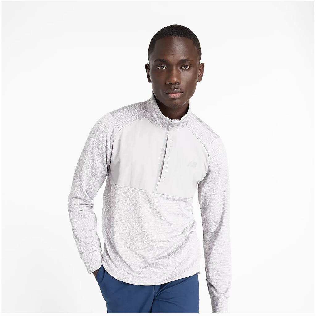 New Balance Gris Athletics Heat Grid 1/2 Zip Man Gray