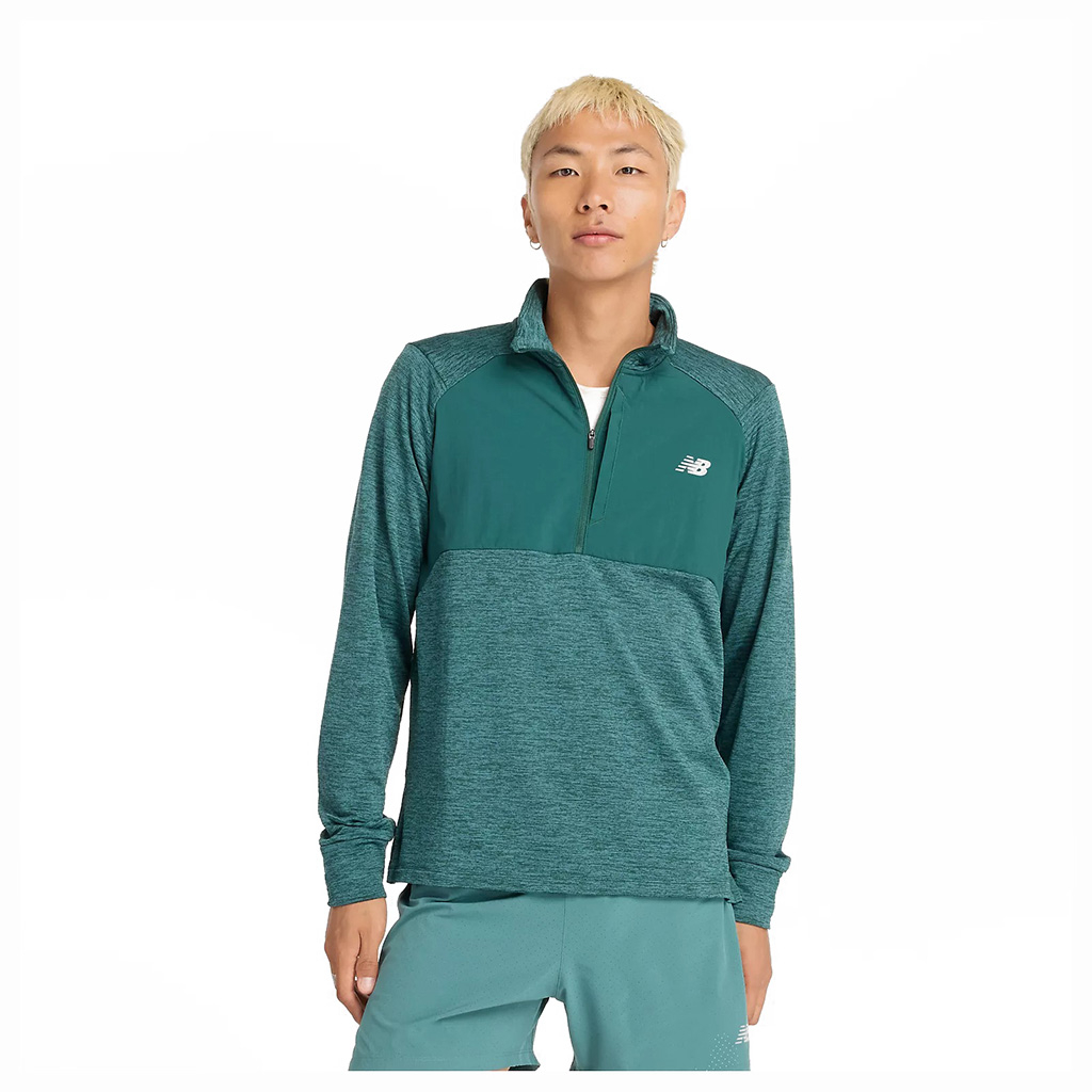 New Balance Vert Athletics Heat Grid 1/2 Zip Man Green