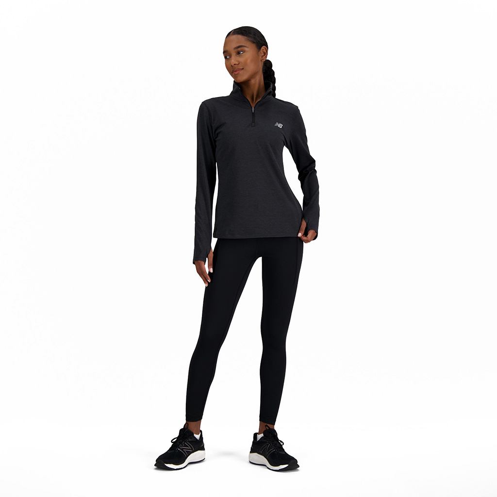 New Balance Women's Noir Sport Essentials Space Dye Quarter Zip Black