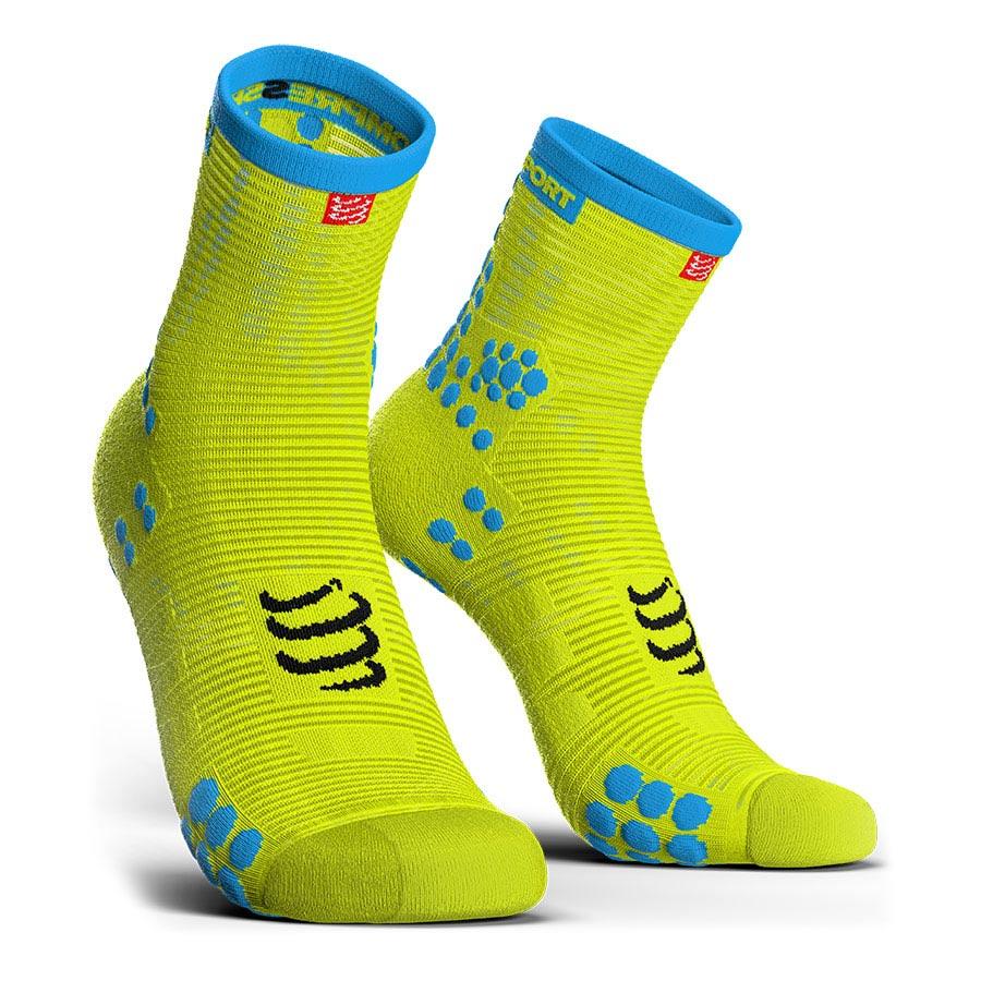 Compressport Pro Racing Socks V3.0 Run High Jaune fluo 45/47 